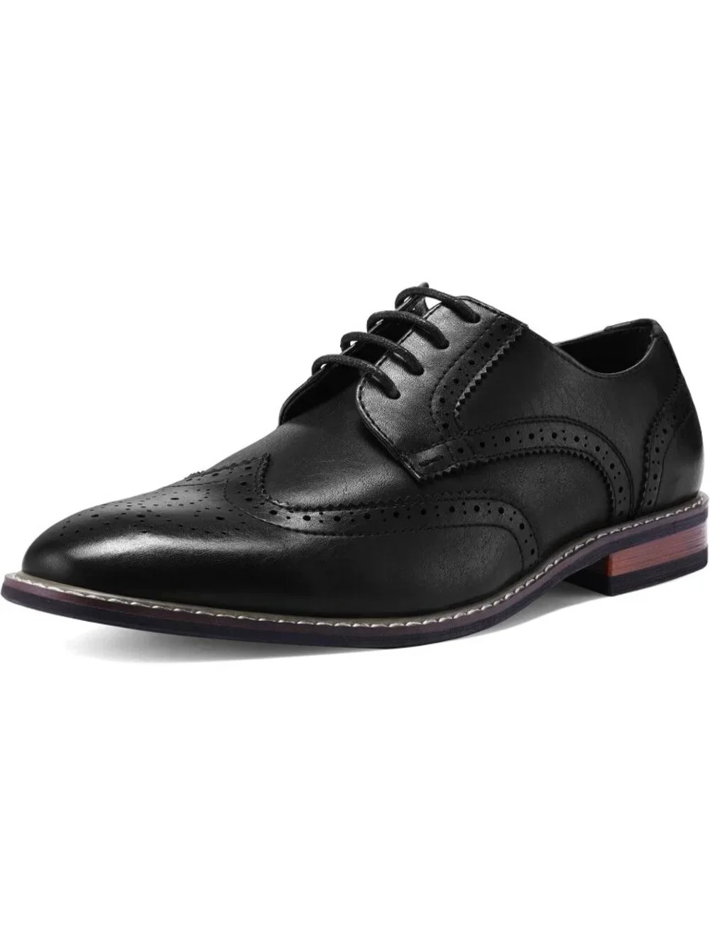 Men's Black Wingtip Anti-Slip Durable Sole Classic Business Oxford Dress Shoes